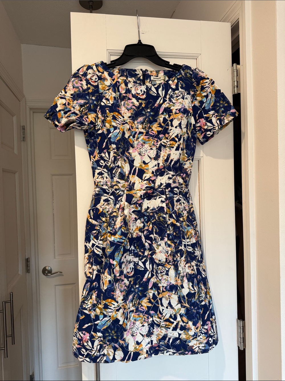 MARCS Navy Floral Midi Dress with Multicolor Print